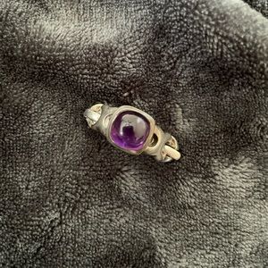 925 SS Amethyst Cabochon Chain Link Band Ring